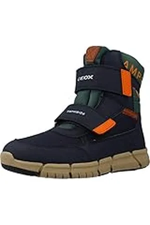 Geox Jongen high-Tops FLEXYPER BOY ABX, Kids trainers, sportschoen, Sneaker enkellaars, mid-cut, ademend, marine/oranje, 36 EU / 3 UK
