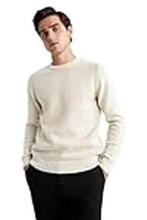 DeFacto Heren gebreide trui lange mouwen ronde hals sweater - slim fit trui voor heren tops ( , S), , S