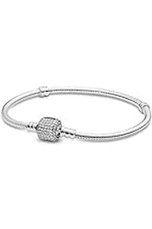 PANDORA Moments Schlangen-Gliederarmband mit Funkelndem Pavé-Verschluss Silber 19 cm