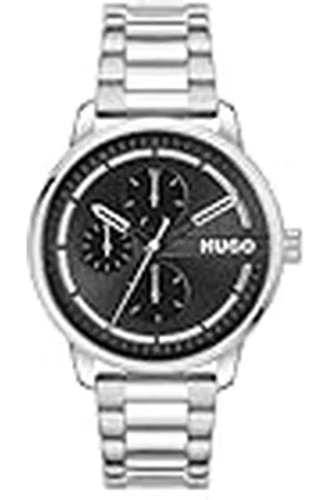 HUGO BOSS Analoge Multifunctionele Quartz Horloge voor Mannen #Stamp Multi Collectie met Zilveren Roestvrij Stalen Armband - 1530368, , armband