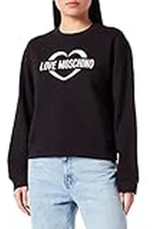 Moschino Dames Regular Fit Ronde hals Long-Sleeved with Heart Holografische print Sweatshirt, , 42