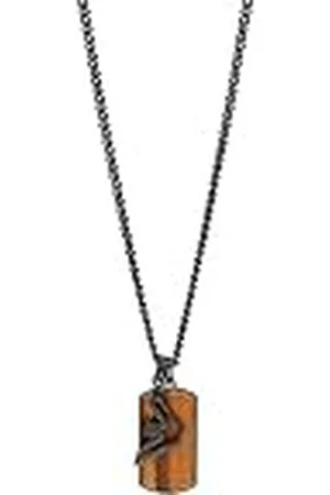 Emporio Armani Bruine Tijgeroog Ketting met Identiteitsplaatje en Zwarte Adelaar voor Heren, EGS3033001
