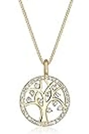 Elli Halsketting voor dames, levensboom, hanger met kristallen in 925 sterling zilver, verguld, 45 EU, Facetgeslepen, Kristal