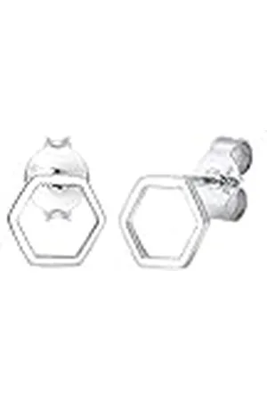 Elli Damesoorbellen Studs Hexagon Geo Trend Minimal Filigraan Basic verguld 925, Eén maat, Facetgeslepen, Geen edelsteen