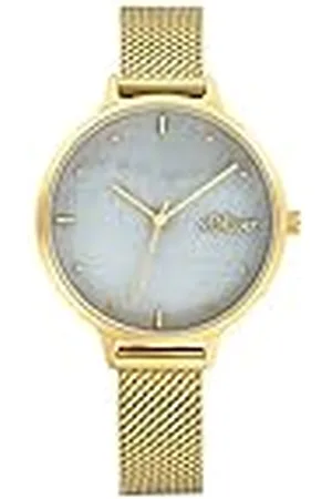QS by s.Oliver Armbanduhr Damen Quarzuhr Analog, mit Edelstahl Armband, Gold, 3 bar Wasserdicht, Kommt in Uhren Geschenk Box, 2033512
