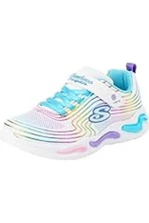 Skechers Meisjes Trainers, wit textiel/Multi Trim, 13.5 UK, , 33 EU