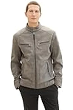 TOM TAILOR Heren 1024298 Jas, 26306-Stone Grey Fake Leather, XL, , XL