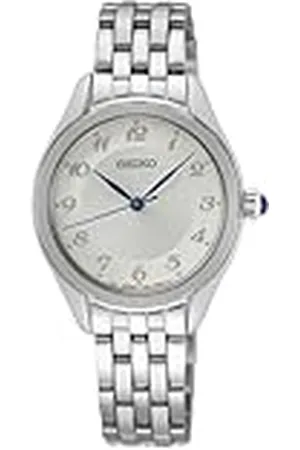 Seiko Dameshorloge kwarts roestvrij staal met lederen band, , kwarts