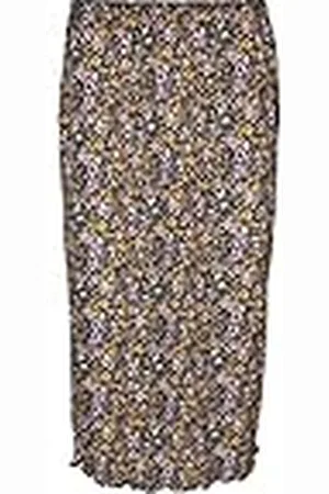 VERO MODA Dames VMJEASY HW Calf Rok Rock, Zwart/AOP: Cille Radiant Yellow, S, , S