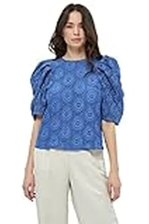 Minus Dames Kalina Short Lace Blouse, Regatta Blue, 10, Regatta Blauw, 36