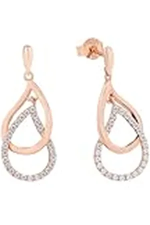 Amor Oorbellen 925 Sterling Zilveren Damesoorbellen, Met Kubieke Zirkonia Synth., 2,7 cm, Rosékleurig, Wordt Geleverd In Sieraden Geschenkverpakking, 9157587