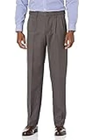 Amazon Heren klassieke pasvorm uitbreidbare taille geplooide jurk broek, donkergrijs, 36 W x 29 l