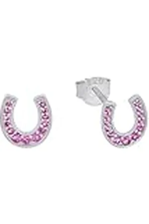 QS by s.Oliver Oorbellen 925 sterling zilveren meisjes kindersieraden, met zirkonia synth., 0,8 cm, zilver, hoefijzer, Wordt geleverd in sieraden geschenkverpakking, 2036449