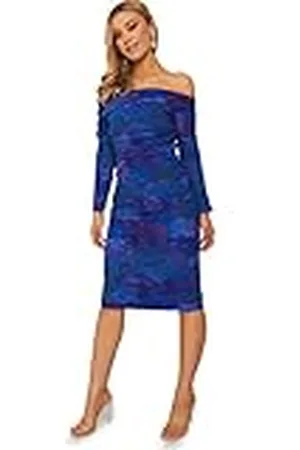 Chi Chi London Vrouwen lange mouw bloemen ruches Bodycon midi-jurk cocktail, , 34