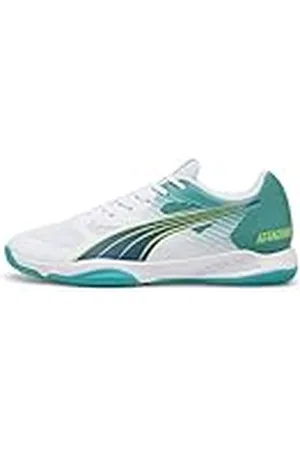 PUMA Unisex Attacourt Indoor Court Schoen, White Ocean Tropic Sprankelende Groene Limoen Squeeze, 43 EU
