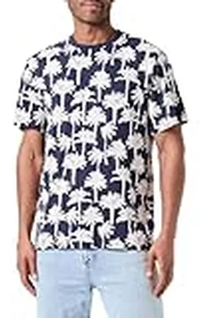 Only & Sons Heren Onskylen Reg Linen Palm AOP Ss Tee T-shirt, , M