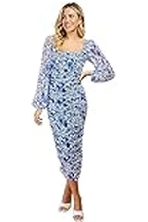 Little Mistress Midi-cocktailjurk met blauwe mesh voor dames, , 42