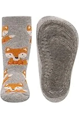 Ewers Stopper sokken vos, sokken met antislip zool voor jongens, antislip sokken met rubberen zool, 1 paar antislip kindersokken voor jongens, maat 23-24