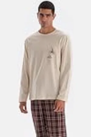 Dagi Heren Crew-Neck Lange Mouwen Print Gedetailleerd T-shirt Sweatshirt, , M