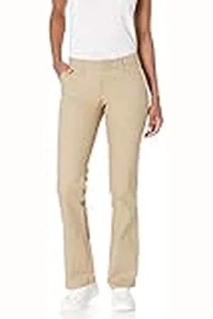 Dickies Flat Front Stretch Twill Pant Slim Fit Bootcut - Kaki dames, , 46 Długie, , 46 lång
