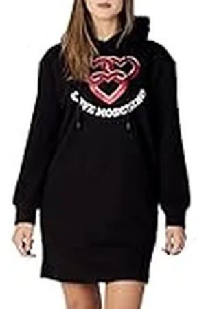 Moschino Lange dameshoodie met ketting met hartvormige print, , 46