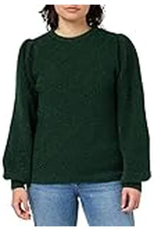 Mexx Dames Ronde Hals Gebreide Lurex Pullover Sweater, Donkergroen, L