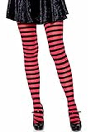 Leg Avenue 7100 - Ondoorzichtig gestreept kousenkostuum voor dames, one size, /rood