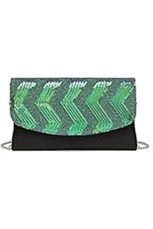 MISS LULÙ Mini Crossbody Tas voor Vrouwen Clutch Chain Schoudertas Avondfeest Glanzende Pailletten, , M, Westers