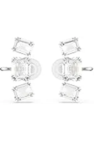 Swarovski Millenia Clip Oorbellen, Octagon-Slijpvorm, Wit, Rodium Toplaag