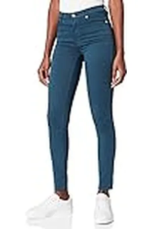 7 for all Mankind Dames Hw Skinny Gekleurde Slim Illusion With Raw Cut Peacock Broek