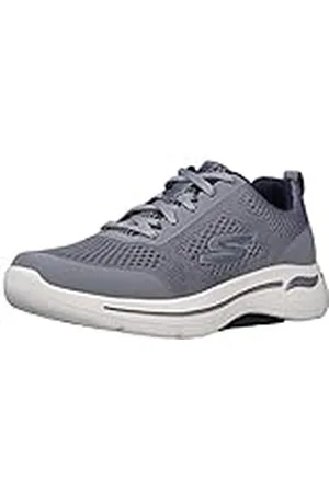 Skechers Gorun Consistent voor heren - prestatiegerichte atletische train-, hardloop-, wandel- en sportschoen met luchtgekoeld schuim, Grijs/marine, 44 EU X-breed