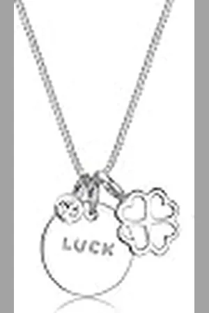 Elli Halsketting dames met klaverblad hanger geluk en kristallen in 925 sterling verguld, 45 cm, Sterling , Kristal