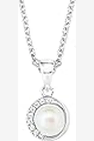 QS by s.Oliver Collier met hanger 925 sterling zilveren damescollier, met kubieke zirkonia synth., met zoetwater gekweekte parel, 42+3 cm, , Wordt geleverd in sieraden geschenkverpakking, 2022755