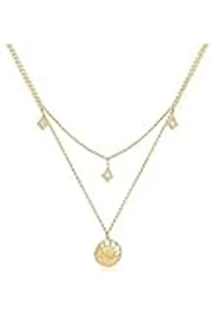 Elli Halsketting dames Astro zon maan met kristallen in 925 sterling zilver verguld, 40 cm, Sterling zilver, Kristal