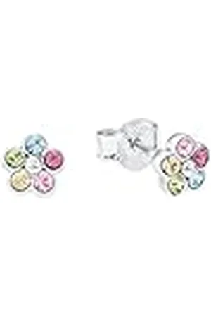 Amor Oorbellen 925 Sterling Zilveren Meisjes Kinderoorbellen, Met Kristal, 0,5 cm, Zilver, Bloem, Wordt Geleverd In Sieraden Geschenkverpakking, 2021266