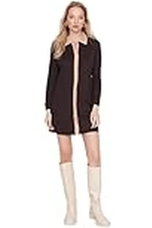 Trendyol Vrouwen Vrouw Regular Shift Turndown kraag gebreide jurk, , XS