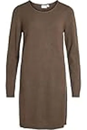 VILA Gebreide VIRIL L/S damesjurk - NOOS 14042768, krokodige/Detail: donker melange, XS