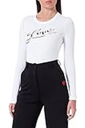 Moschino Dames Tight-Fitting Lange Mouwen met Brand Signature Print T-shirt, , 48