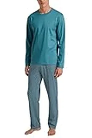 Calida Relax Streamline Lange herenpyjama, van 100% katoen, broek met stof beklede elastische tailleband, , 56
