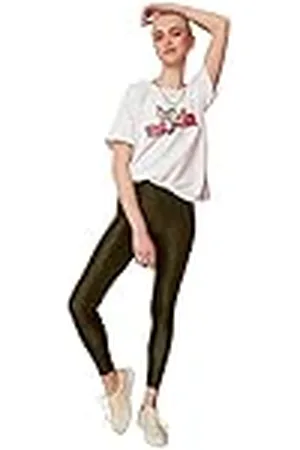 Trendyol Dames Leggings Khaki lichte disco gebreide panty, , XS