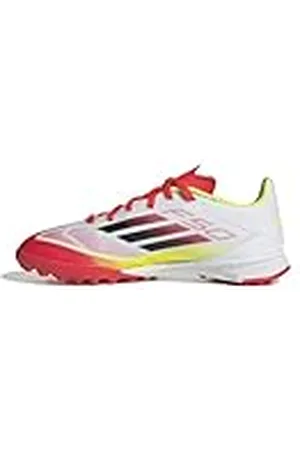 adidas Uniseks-Kind F50 LEAGUE Football boots Turf Kids, Cloud White/Core Black/Solar Yellow, 29 EU