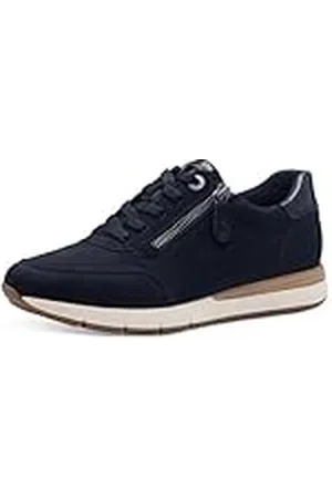 Tamaris Comfort damessneakers, plat met veters en ritssluiting, Donkerblauw, 40 EU