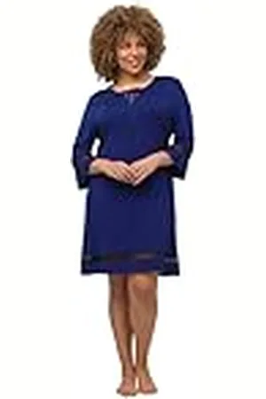 Ulla Popken Dameskleding Plus Size Curvy Lace-Up Stretch Gebreide Tuniek Jurk Cover Up 795476, , 16-18