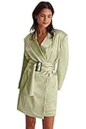 NA-KD Satijnen blazerjurk voor dames, overlapt, casual, , 38