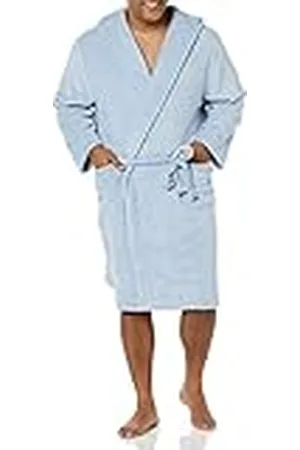 Amazon Halflange pluche ochtendjas voor heren, stoffig blauw, XS-S