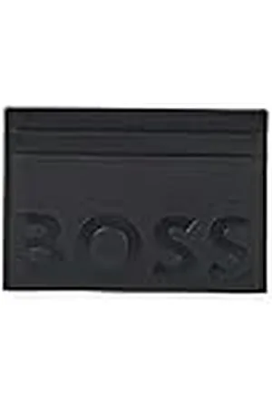 HUGO BOSS Mens Big BB S kaart Grained-lederen kaarthouder met reliëf logo, , Eén maat