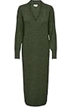 ONLY Gebreide damesjurk, midi-lengte, gebreide jurk, Kalamata/Detail:w Melange, XXS