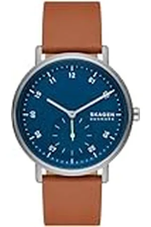Skagen Herenhorloge Kuppel quartz/3 wijzerwerk 44mm kastmaat met een leren band SKW6888
