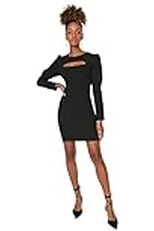 Trendyol Dames Woman Mini Bodycon Asymmetrische Kraag Gebreide Maten Jurk, , 40