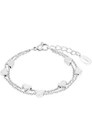 QS by s.Oliver Armband roestvrij staal meisje kinderen armsieraden, 14+2 cm, zilver, hartje, Wordt geleverd in geschenkverpakking, 2018830